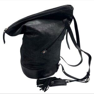 Francesco Biasia Barrel Backpack Black Sparkle Tassel Bag Italian Boutique Rare